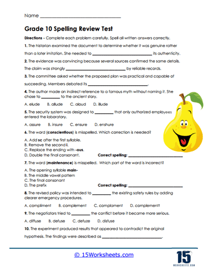 Tenth Reasoning Worksheet