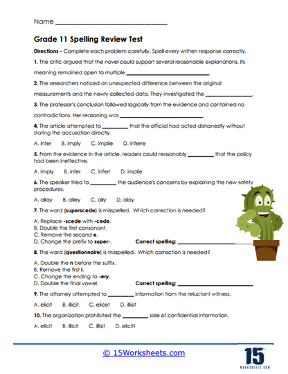 Eleventh Logic Worksheet