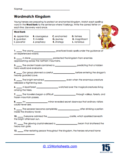 Kingdom Matches Worksheet