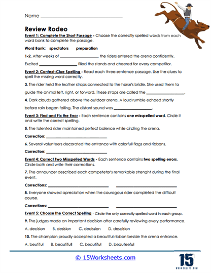 Rodeo Review Worksheet