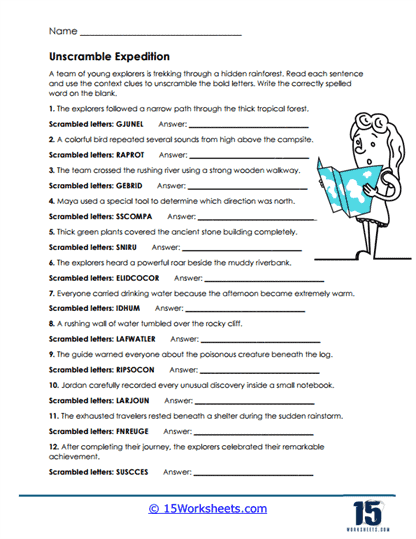 Rainforest Scramble Worksheet