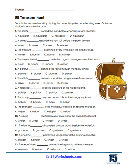 Treasure Workers Worksheet