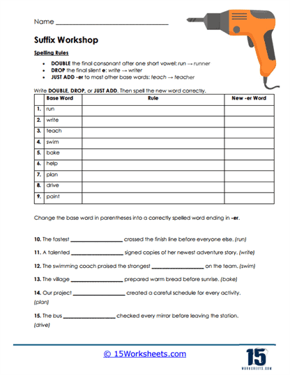 Suffix Workshop Worksheet