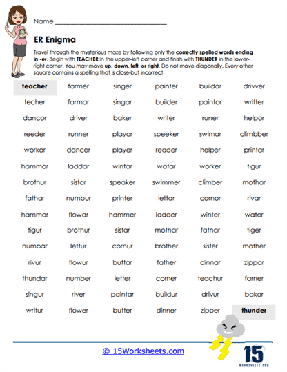 Thunder Maze Worksheet