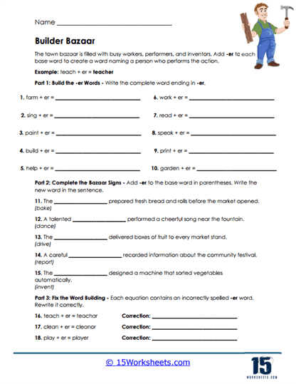 Builder Bazaar Worksheet